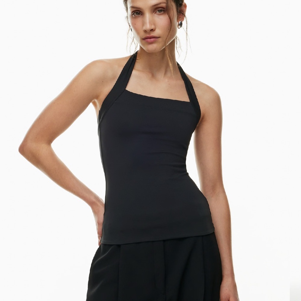 Aritzia Harmonize Black Halter Contour Top